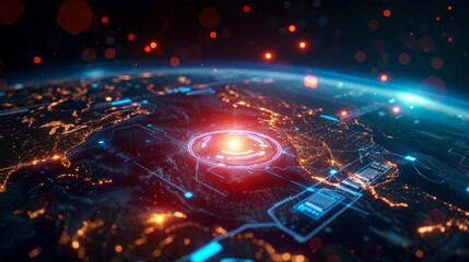 Biometrics in banking security flat design top view financial theme animation Complementary Color Scheme