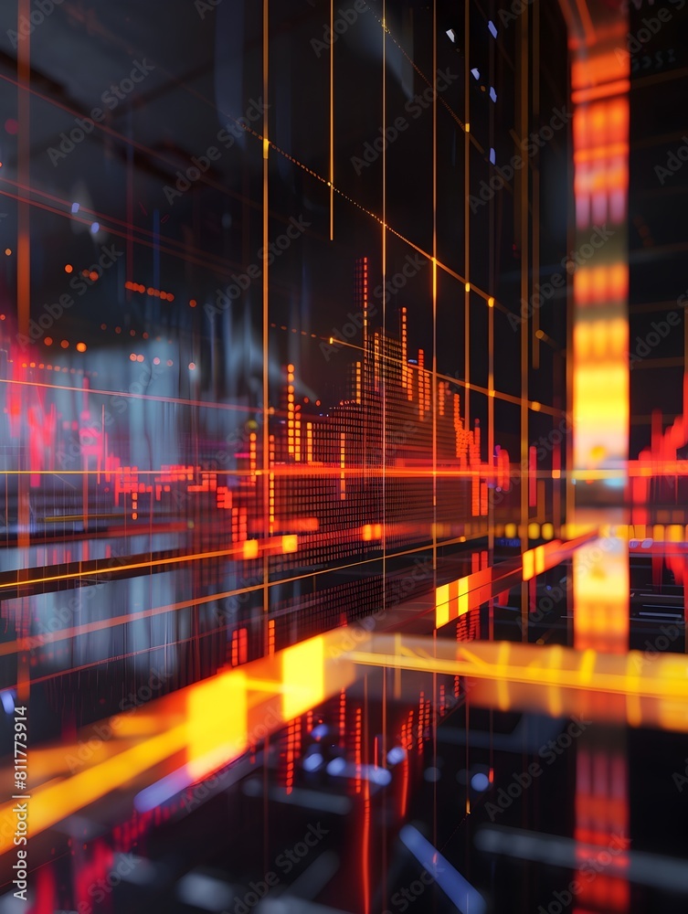 Poster dynamic 3d data visualization of backtested trading strategies on market index