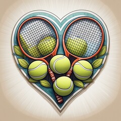 Circular Tennis Stickers showcasing illustrations of tennis rackets and balls
