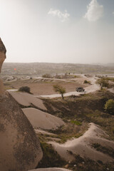 A jeep riding the hills, travelling