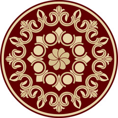 Vector black and red round Turkish ornament. Endless ottoman national circle.