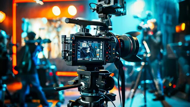 Behind the scene in a studio of video production