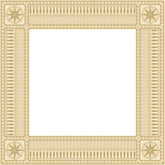 Vector gold square classic greek meander ornament. Pattern of ancient Greece. Border, frame of the Roman Empire