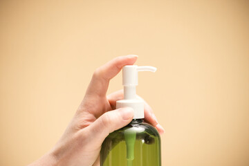 Disinfectant gel, oil in hands wipe hand hygiene, coronavirus virus prevention. Gentle Hand Skin...