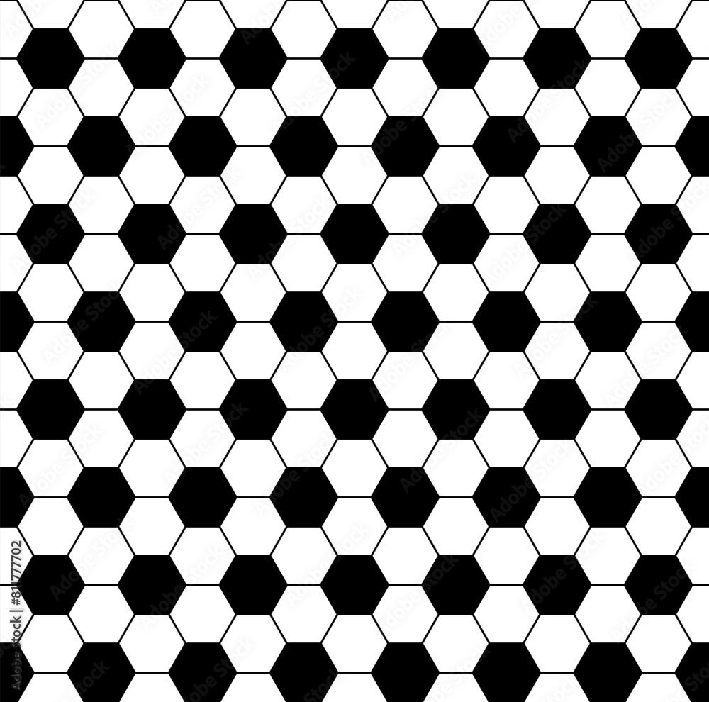 Poster abstract seamless hexagonal background. white shapes over black background.
