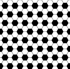 Abstract seamless hexagonal background. White shapes over black background.