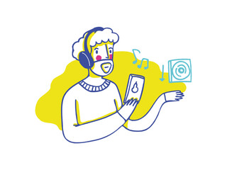 Listening to music on headphones