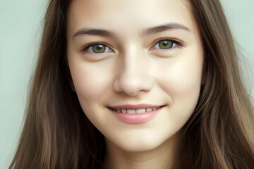 Obraz premium a cute happy teenage girl portrait close-up view headshot