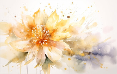 Fototapeta premium watercolor flower background with splashs,ai