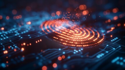 Futuristic fingerprint on a digital interface