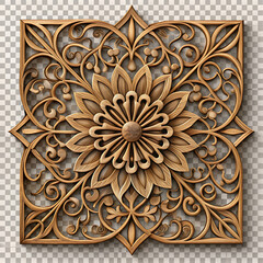 A close up of a wooden wall with a decorative design generative ai
