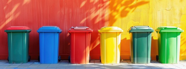 garbage cans sorting garbage. Selective focus