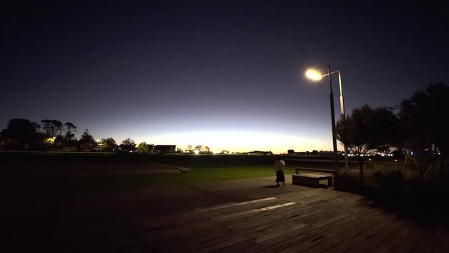 Sunset view at a public park in East Auckland, Autumn, New Zealand.