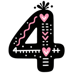 Love and Romance Alphabet Letters and Numbers with Cute Floral Designs, Vector illustration