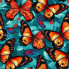 Butterfly digital art seamless pattern, the design for apply a variety of graphic works