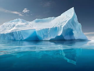 Iceberg. icy giant adrift, symbolizing climate change's chilling impact.