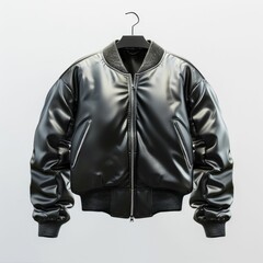 Stylish Black Leather Jacket. Generative ai