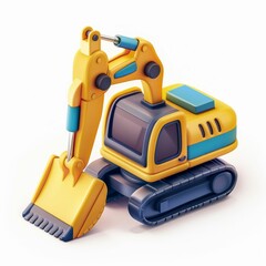 Fototapeta premium Cartoon Styled 3D Excavator Model. Generative ai