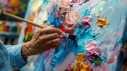 Fototapeta premium Vibrant Oil Painting Techniques Captured in Action. Generative ai
