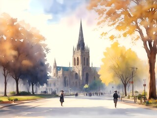 Obraz premium Bendigo Australia Country Landscape Illustration Art