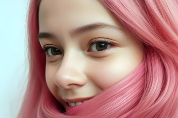 Fototapeta premium a cute happy teenage girl portrait close-up view headshot