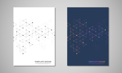 Abstract covers and brochures with geometric backgrounds of polygon shape patterns