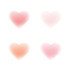 Set of Blurred Pastel Hearts. Cute Abstract Soft Hearts for Valentine's Day in Groovy Style. Collection of abstract blur gradient Hearts in pastel color. Retro groovy hearts, soft pastel aura texture