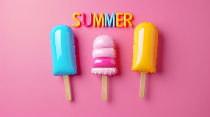 Refreshing summer ice cream backgrounds in 3d