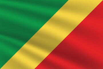 National Flag of Republic of the Congo. Republic of the Congo Flag. Waving Republic of the Congo flag. 
