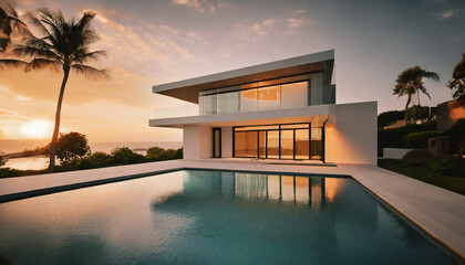 Modern House with Sunset Pool