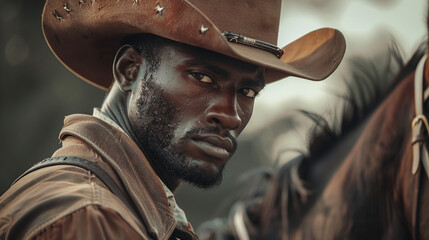 Obraz premium African american cowboy man. 