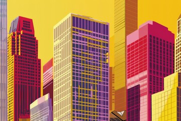 Obraz premium cityscape - silhouettes of skyscrapers. Beautiful simple AI generated image in 4K, unique.