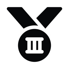 Simple Third Medal solid icon. The icon can be used for websites, print templates, presentation templates, illustrations, etc	