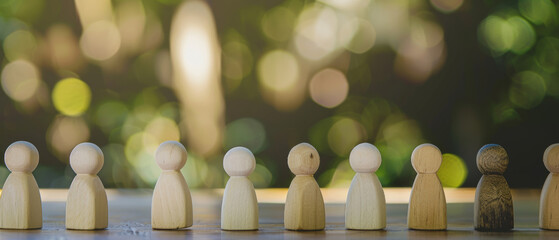 Figures on a table in a concept of diversity and inclusion in society.