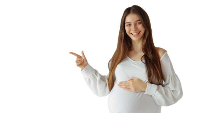 Young Woman, Displaying Pregnancy Test Kit, Expressing Joy and Excitement on transparent background