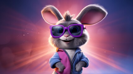 Stylish bunny sport sunglasses on vibrant multicolored background for cool summer vibes