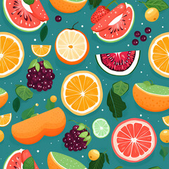 Fruit digital art seamless pattern, the design for apply a variety of graphic works