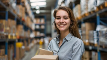 A Smiling Worker in Warehouse