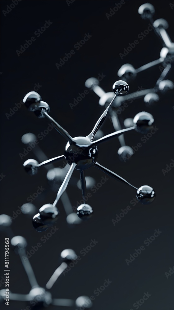 Poster minimalist 3d rendering of insulin molecule structure with clean lines and simple shapes