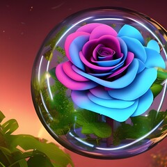 rose inside glass ball