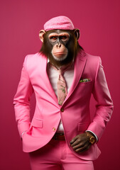 Anthropomorphic monkey dressed in an elegant suit
