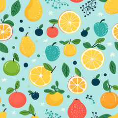 Fruit digital art seamless pattern, the design for apply a variety of graphic works