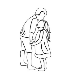 sketch brother and sister on a white background vector