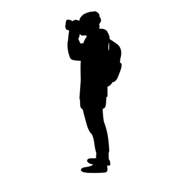 recommend clip art: photographer taking pictures silhouette on white background vector