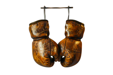 Vintage Boxing Gloves Hanging on Di-Cut PNG style