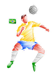 Agile football player dominating the ball