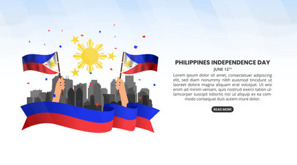Araw ng Kalayaan or Philippines Independence Day with waving flag