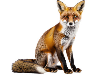 Alert Red Fox Sitting on Di-Cut PNG style