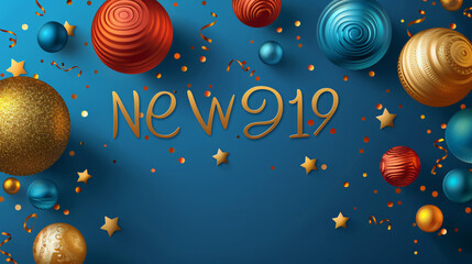 Vector happy new year 2019 with colorful floating 3d 