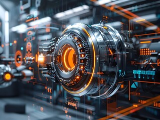 Close Up Examination of Advanced Sensor Technology Integrated into Industrial Equipment